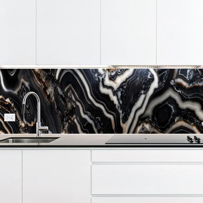 Küchenrückwand Platte Schwarzer Luxus Marmor Hauptbild 1