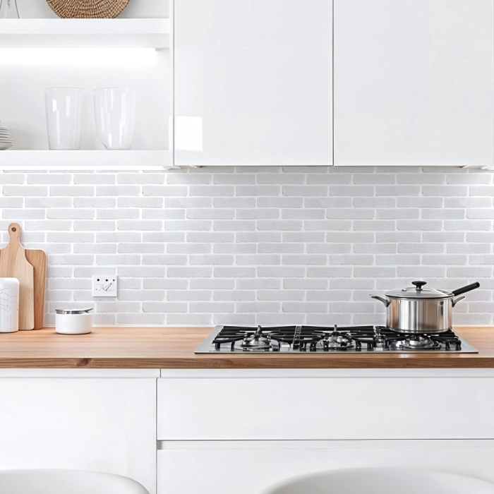 Küchenrückwand Platte Weiße Ziegelstein Optik Artikelbild 1