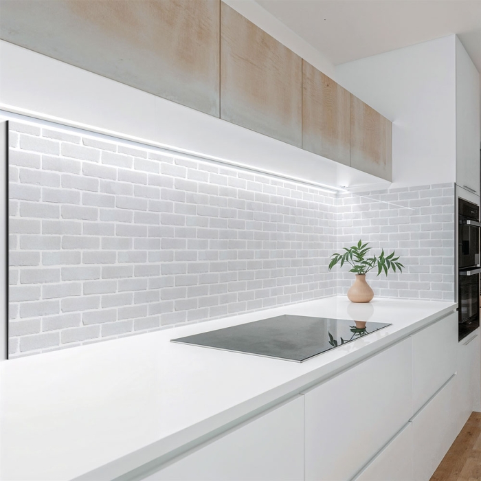Küchenrückwand Platte | Weiße Ziegelstein Optik