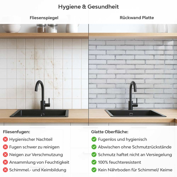 Küchenrückwand Platte Schmale Ziegelstein Ambiente Produktdetailbild 2: Hygiene und Gesundheit!