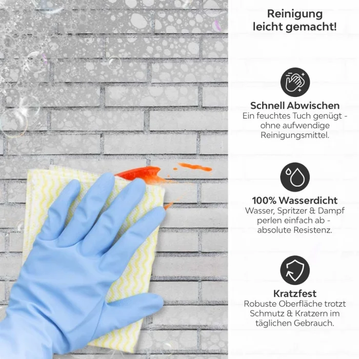 Küchenrückwand Platte Schmale Ziegelstein Ambiente Produktdetailbild 3: Reinigung leicht gemacht!