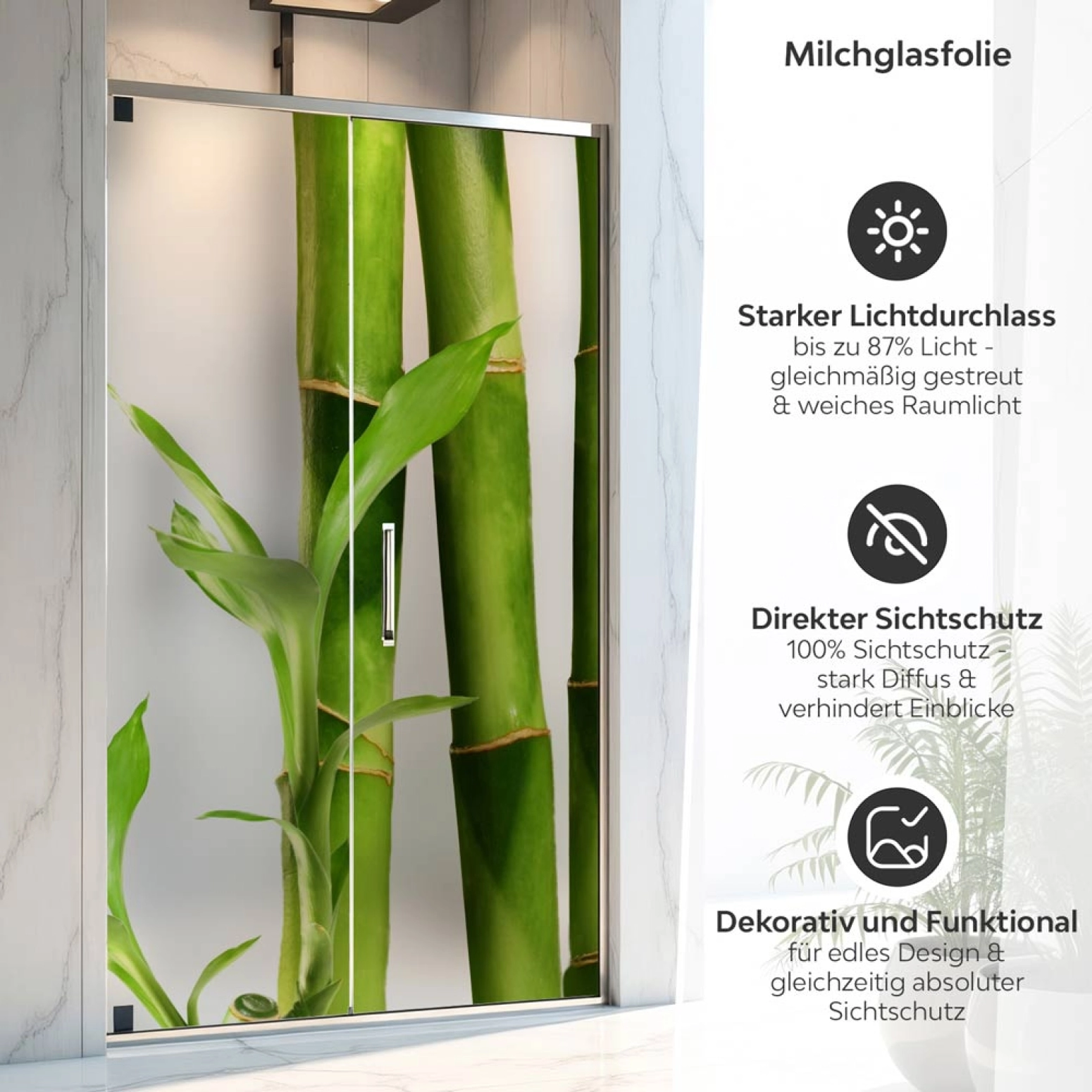Sichtschutzfolie Dusche | Bambus Stämme