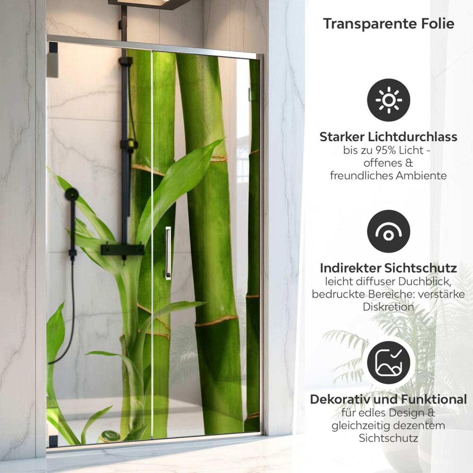 Sichtschutzfolie Dusche | Bambus Stämme