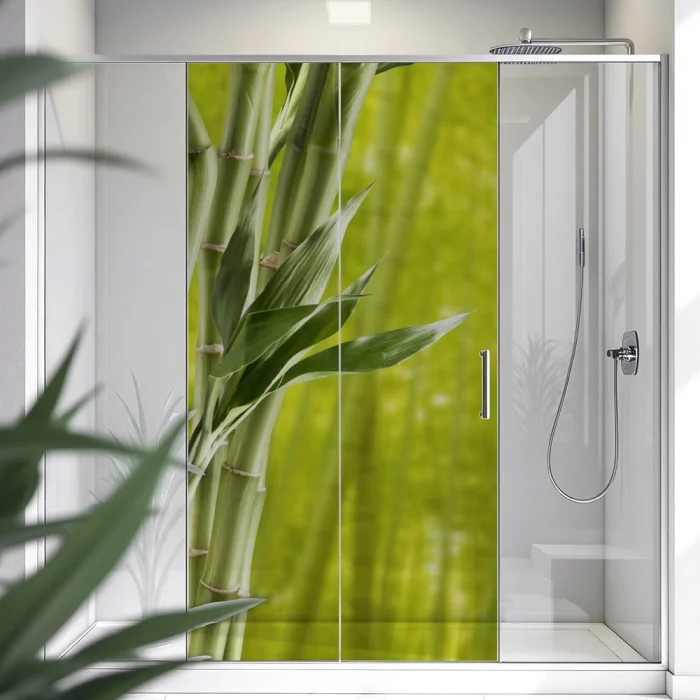 Sichtschutzfolie Dusche | Bambusstämme in Waldpanorama