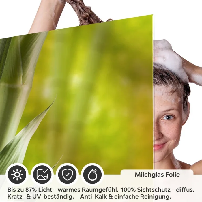 Sichtschutzfolie Dusche | Bambusstämme in Waldpanorama