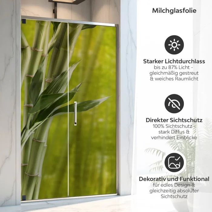 Sichtschutzfolie Dusche | Bambusstämme in Waldpanorama