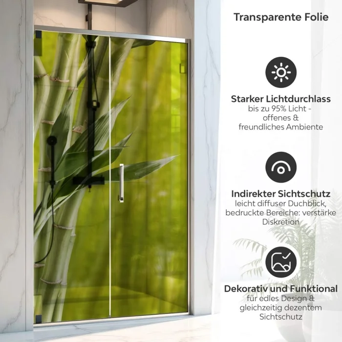 Sichtschutzfolie Dusche | Bambusstämme in Waldpanorama