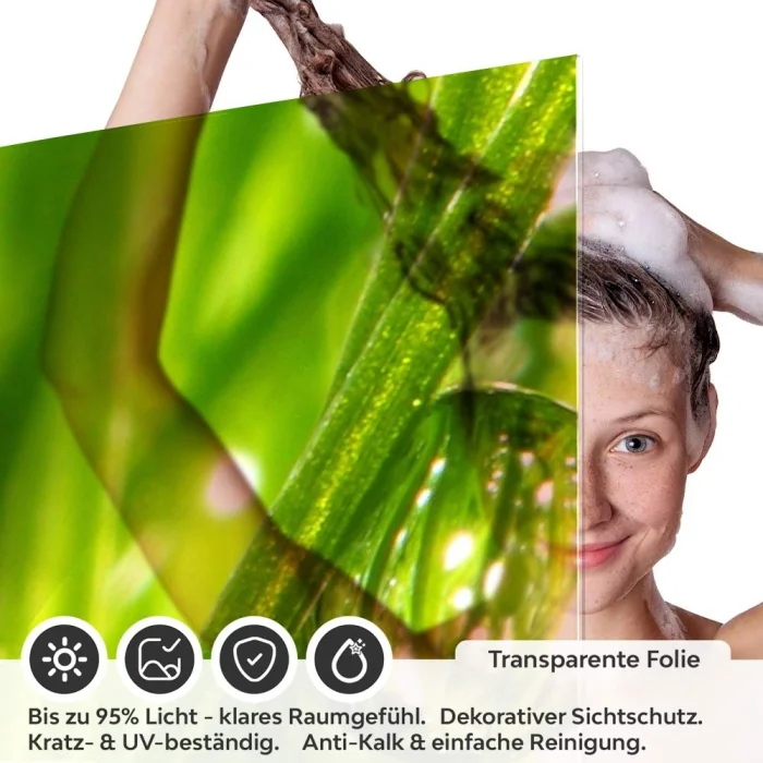 Sichtschutzfolie Dusche | Grashalme mit klaren Wasserperle