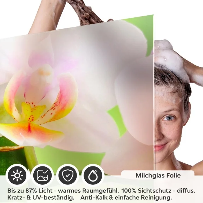 Sichtschutzfolie Dusche | Orchidee, Bambus und Stein