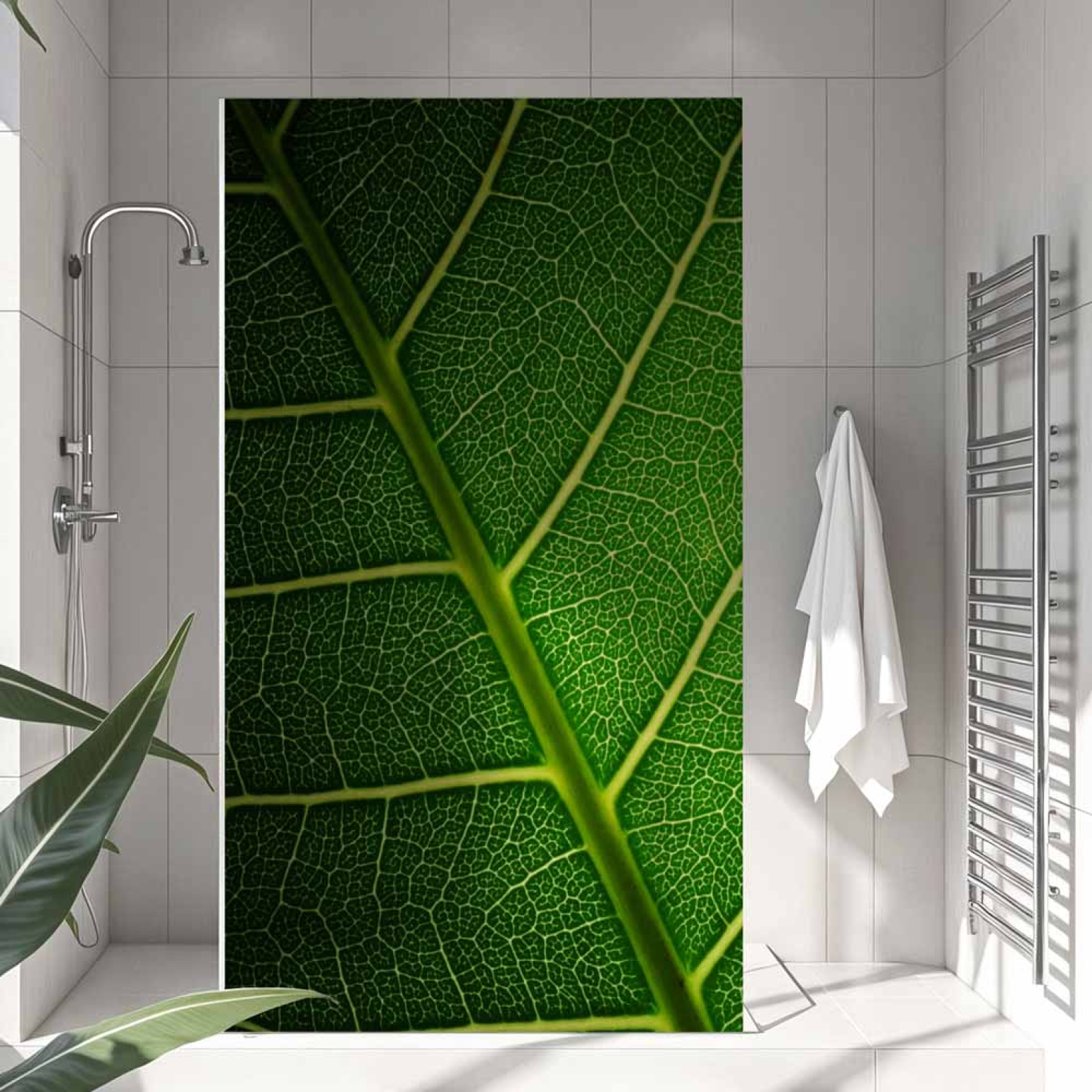 Sichtschutzfolie Dusche | Makro Blattstruktur mit Adern Netz