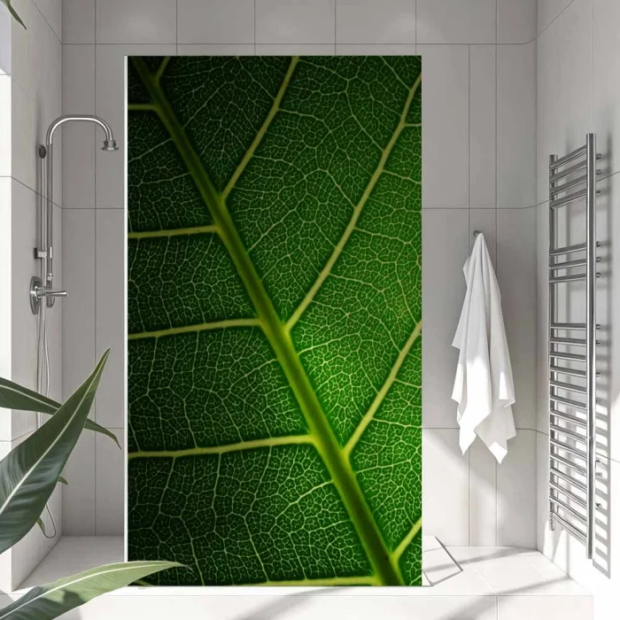 Sichtschutzfolie Dusche | Makro Blattstruktur mit Adern Netz