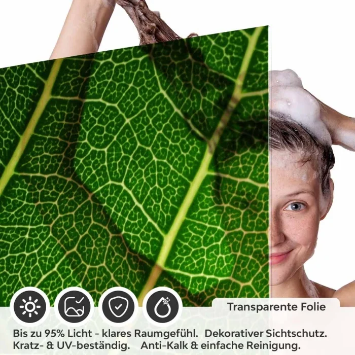 Sichtschutzfolie Dusche | Makro Blattstruktur mit Adern Netz
