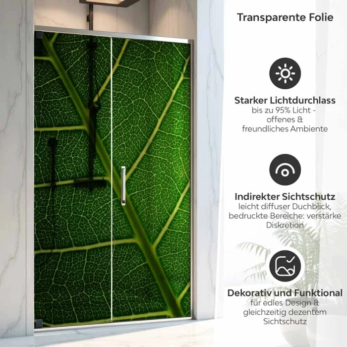Sichtschutzfolie Dusche | Makro Blattstruktur mit Adern Netz