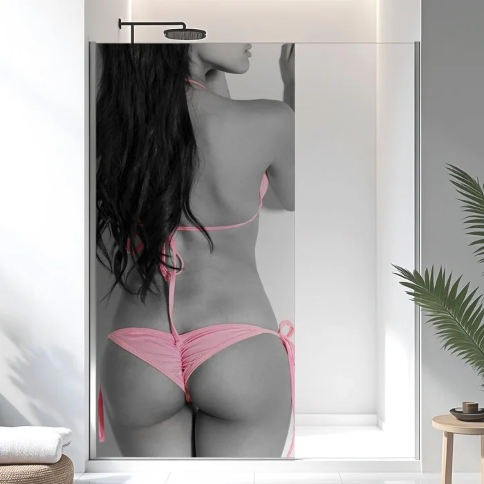 Sichtschutzfolie Dusche | Grazile Körperlinie im Bikini Bändchen
