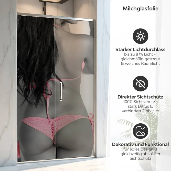 Sichtschutzfolie Dusche | Grazile Körperlinie im Bikini Bändchen