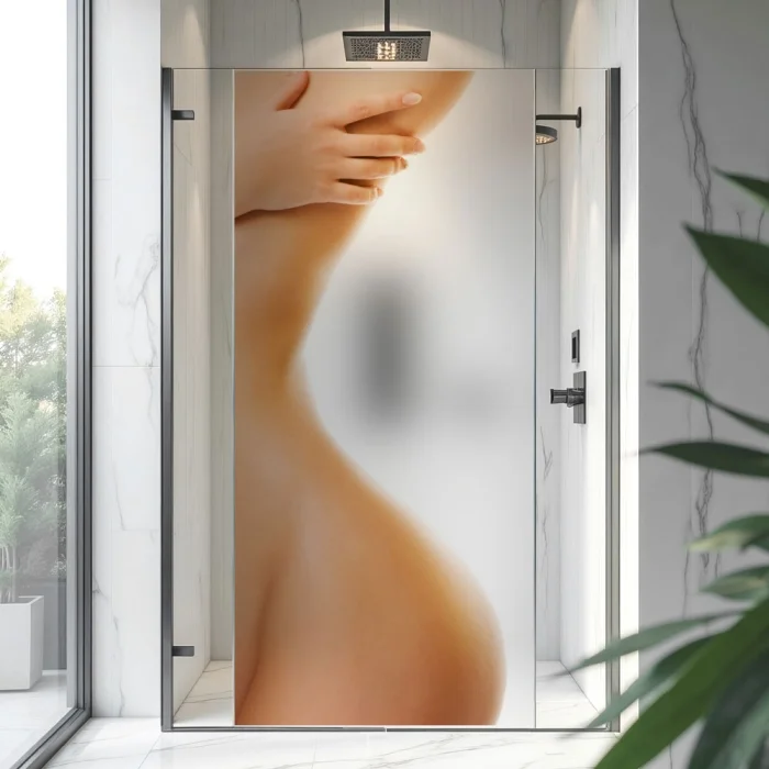 Sichtschutzfolie Dusche | Femininer Körperbogen in zarter Pose