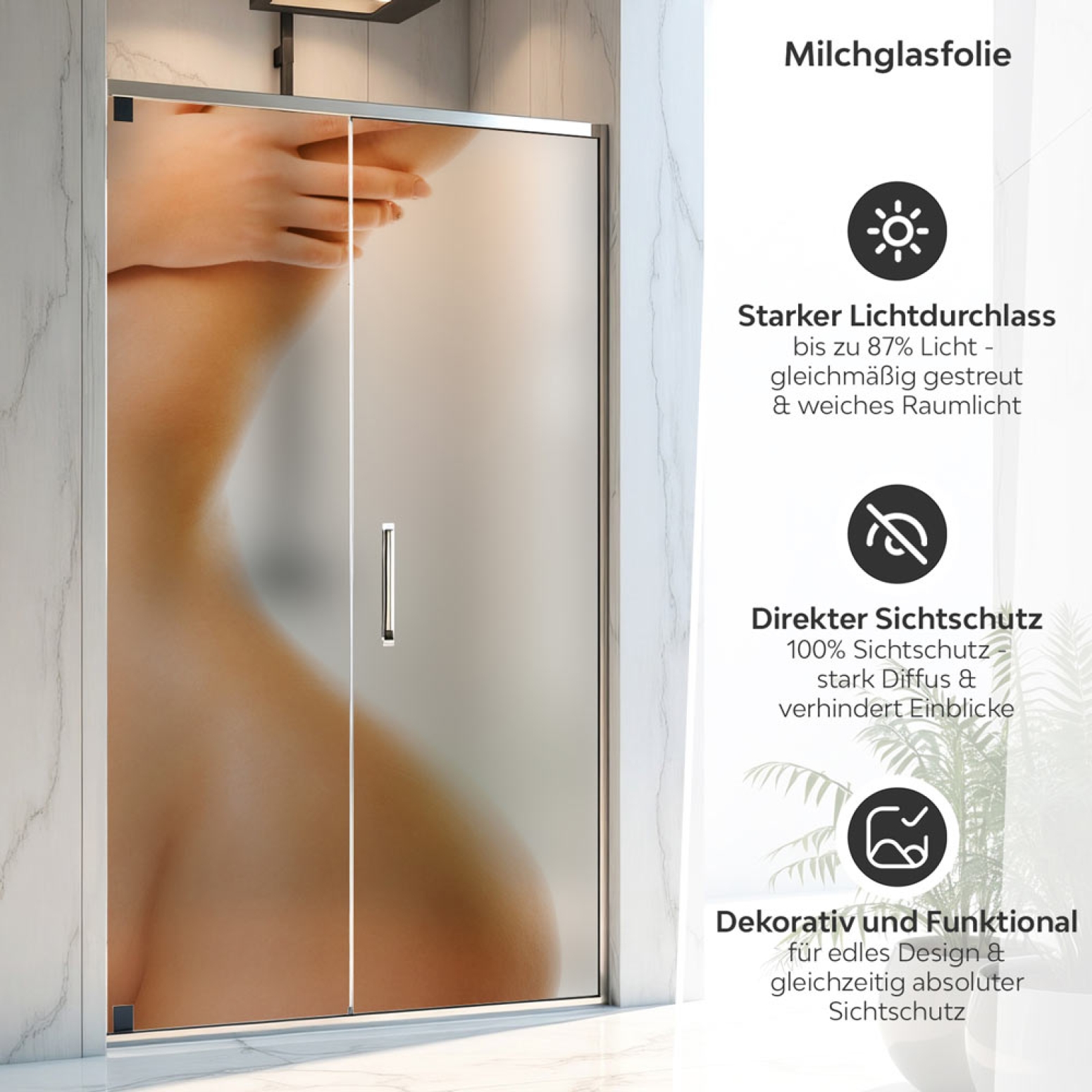 Sichtschutzfolie Dusche | Femininer Körperbogen in zarter Pose