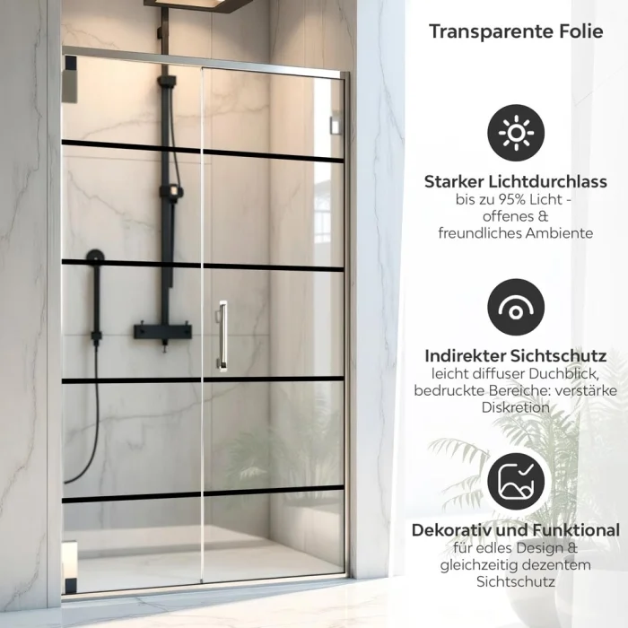 Sichtschutzfolie Dusche | Horizontale Linien