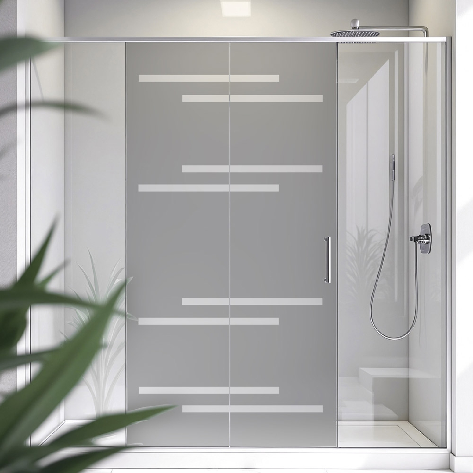 Sichtschutzfolie Dusche Versetzte Streifen