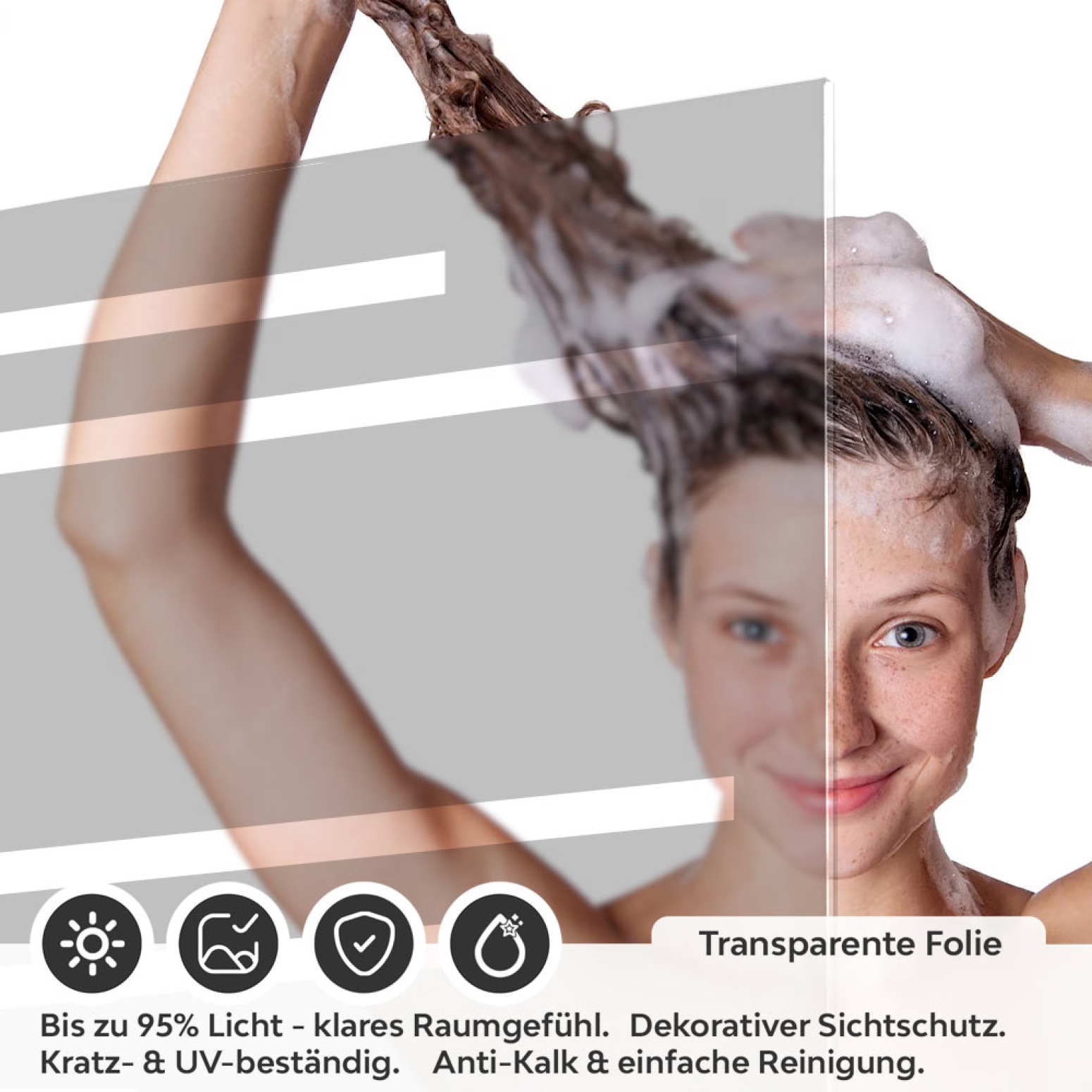 Sichtschutzfolie Dusche Versetzte Streifen