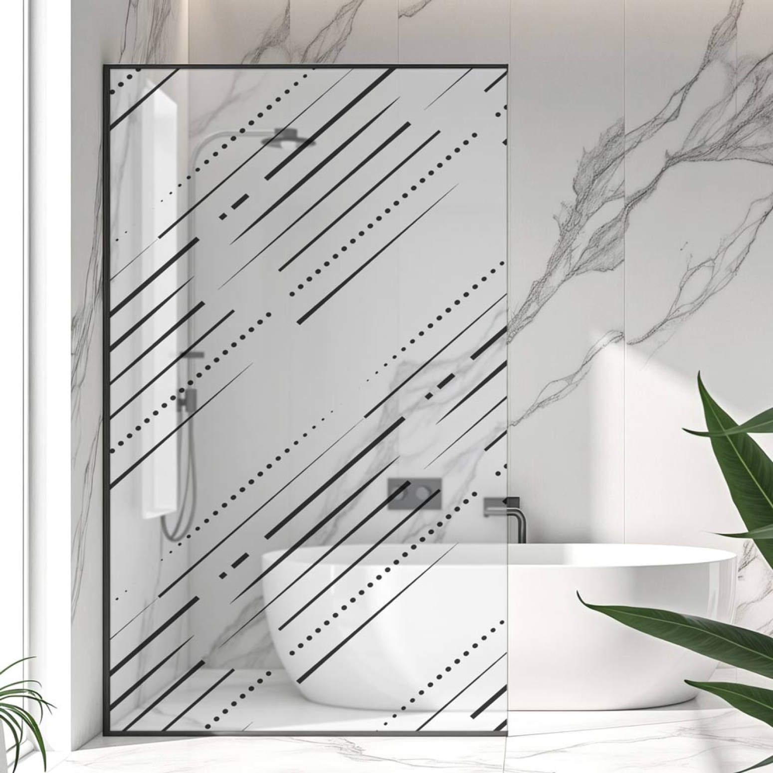 Sichtschutzfolie Dusche Gepunktete Linien
