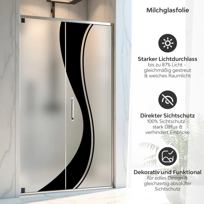 Sichtschutzfolie Dusche Schwarze Wellenlinien
