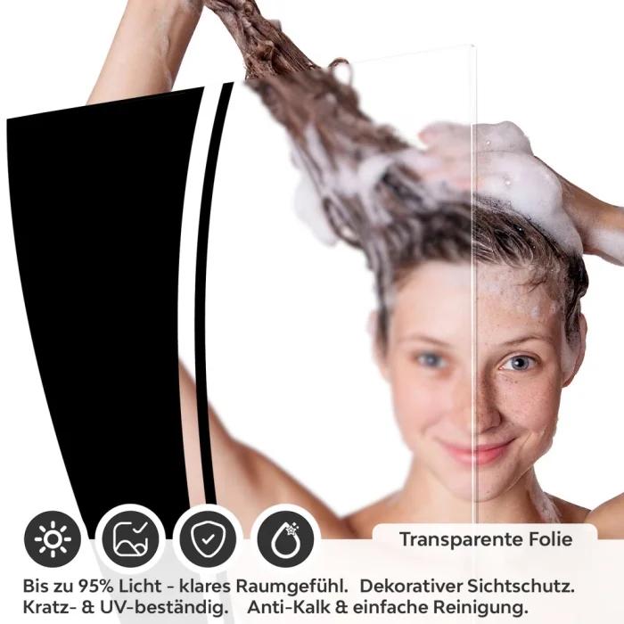 Sichtschutzfolie Dusche Schwarze Wellenlinien