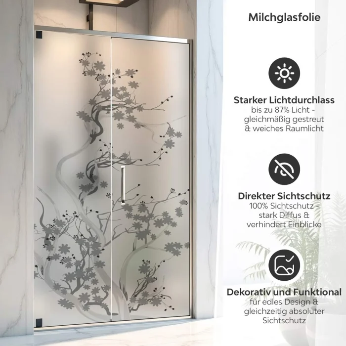 Sichtschutzfolie Dusche Kirschblütenzweige