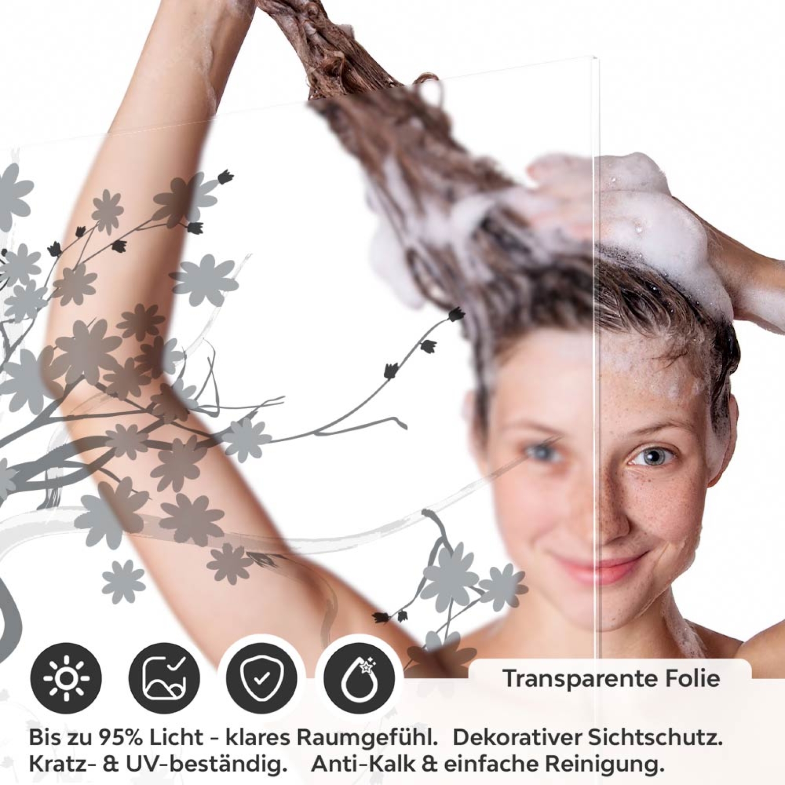 Sichtschutzfolie Dusche Kirschblütenzweige