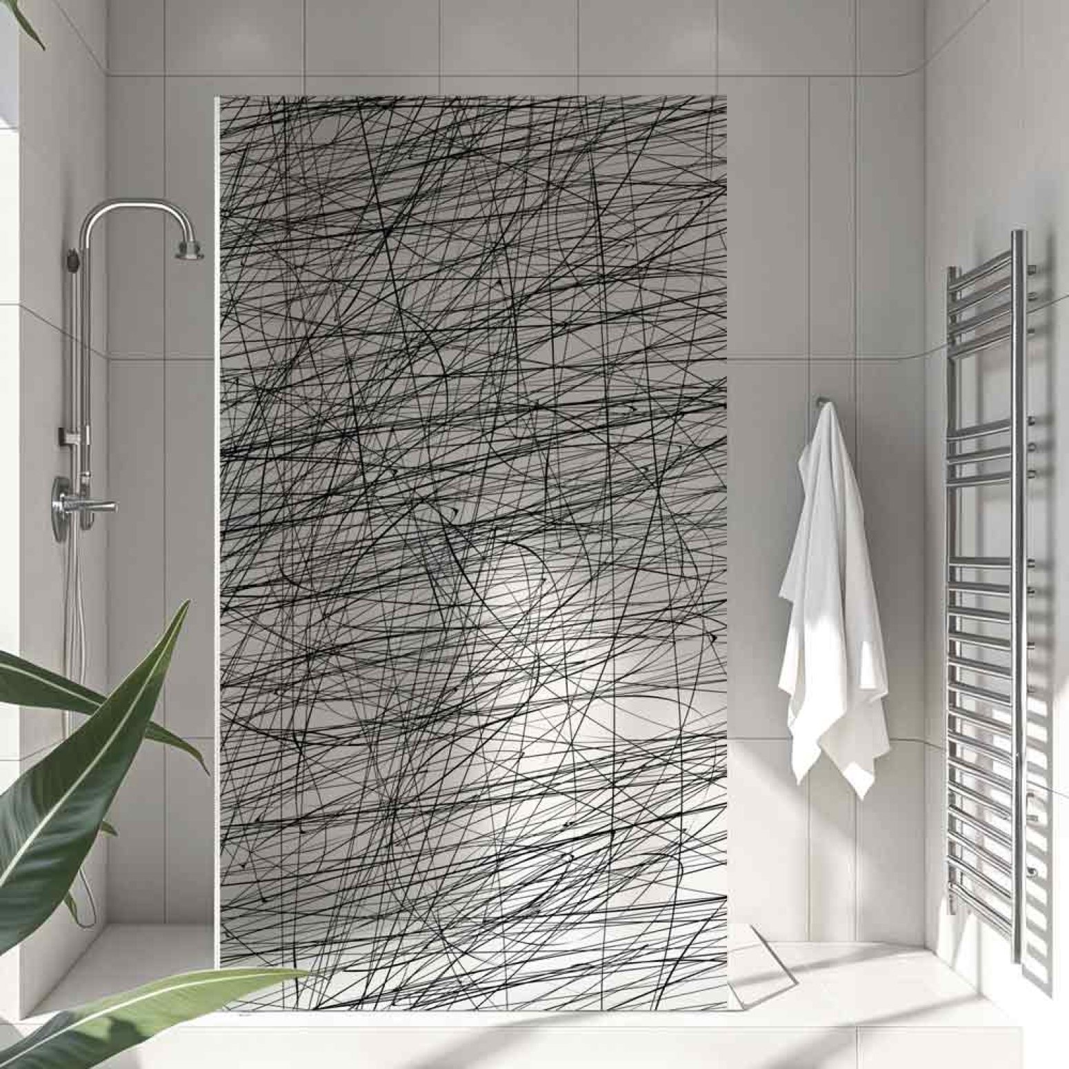 Sichtschutzfolie Dusche Scribble Look