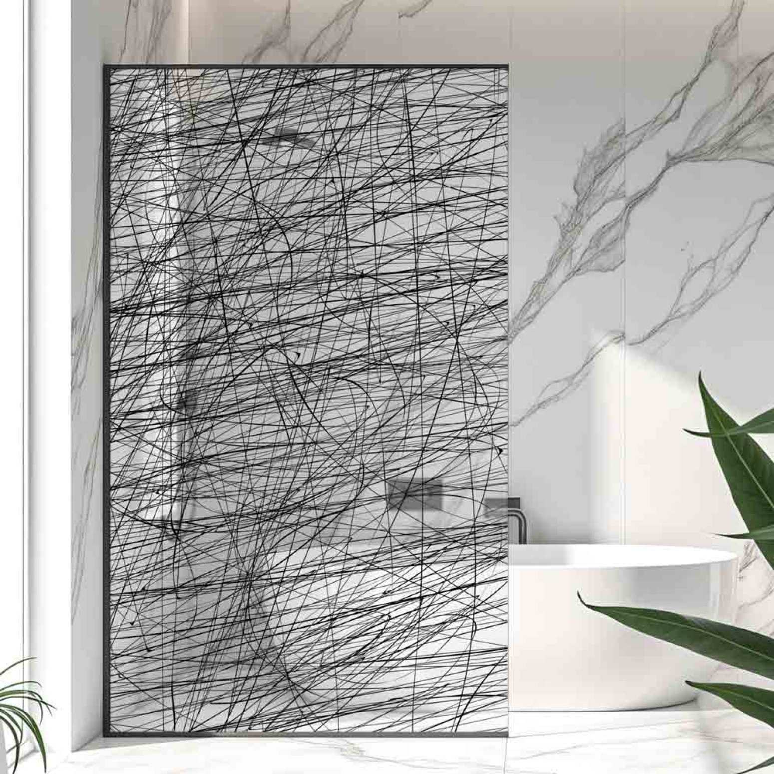 Sichtschutzfolie Dusche Scribble Look