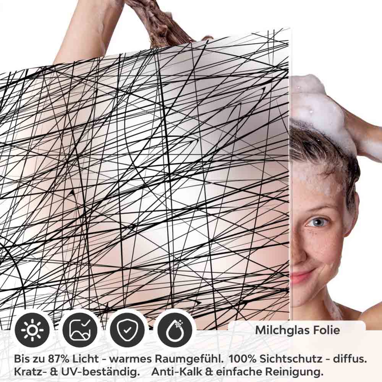 Sichtschutzfolie Dusche Scribble Look