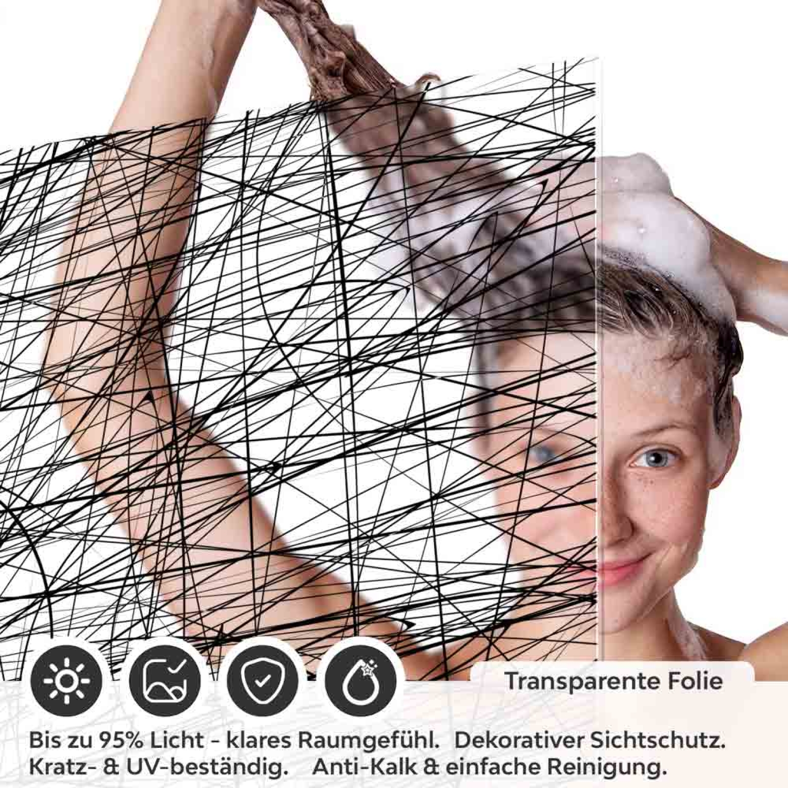 Sichtschutzfolie Dusche Scribble Look