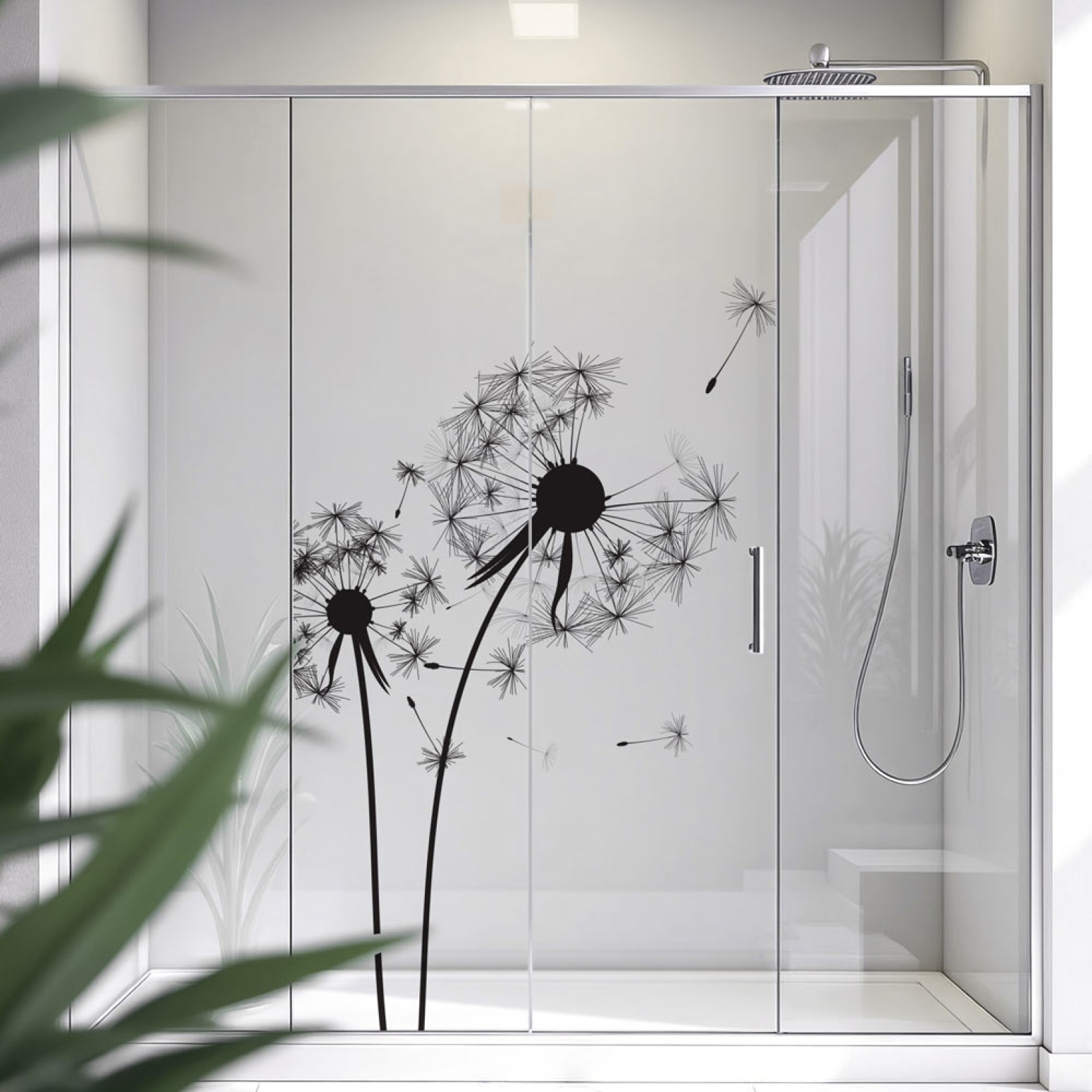 Sichtschutzfolie Dusche Pusteblumen