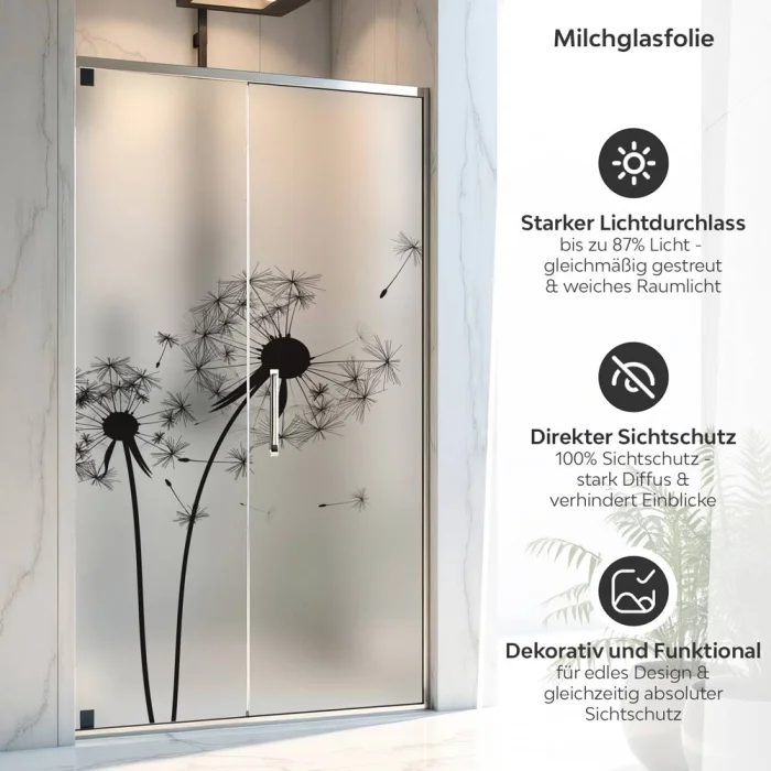 Sichtschutzfolie Dusche Pusteblumen