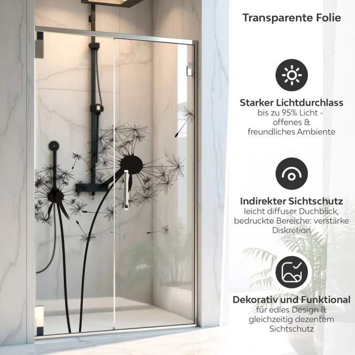 Sichtschutzfolie Dusche Pusteblumen