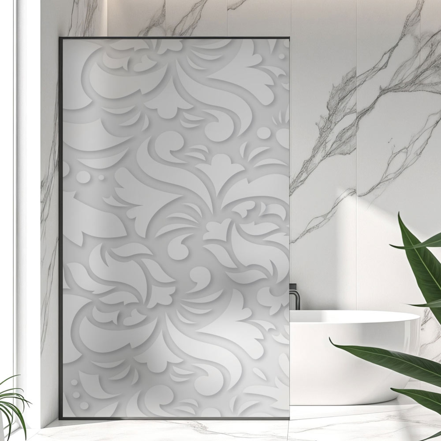 Sichtschutzfolie Dusche Florale Ornamente