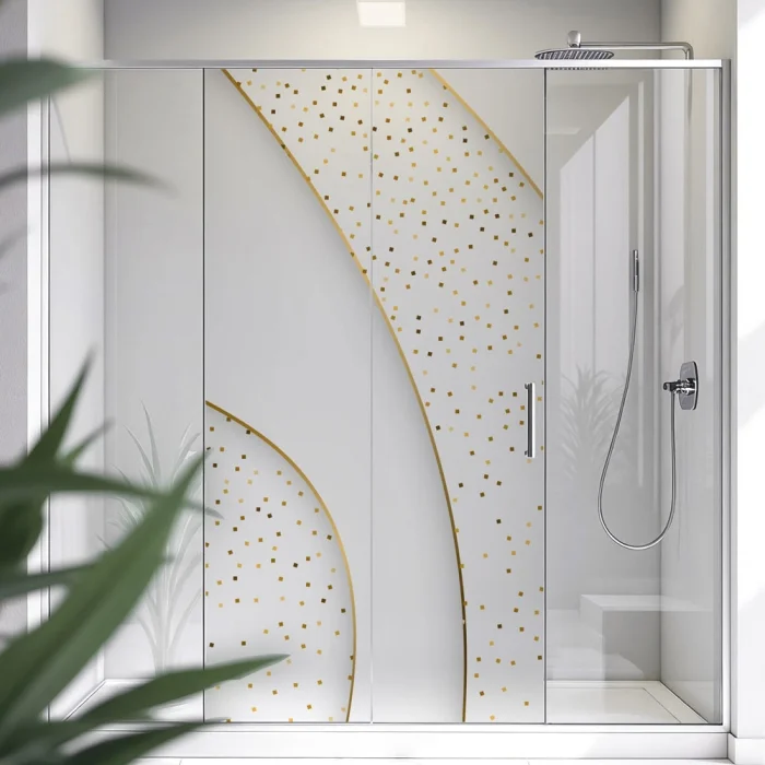 Sichtschutzfolie Dusche Goldakzente