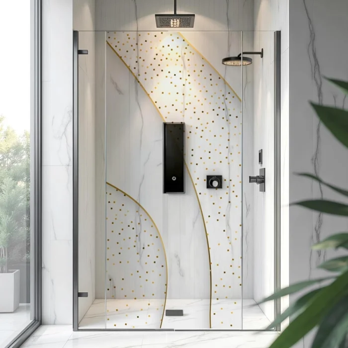 Sichtschutzfolie Dusche Goldakzente