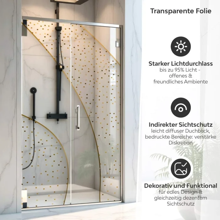 Sichtschutzfolie Dusche Goldakzente