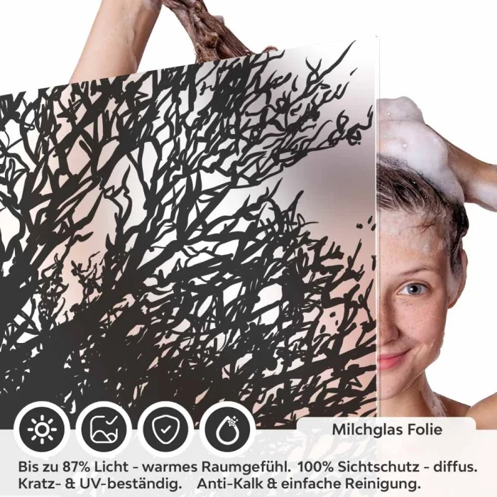 Sichtschutzfolie Dusche Baum Silhouette