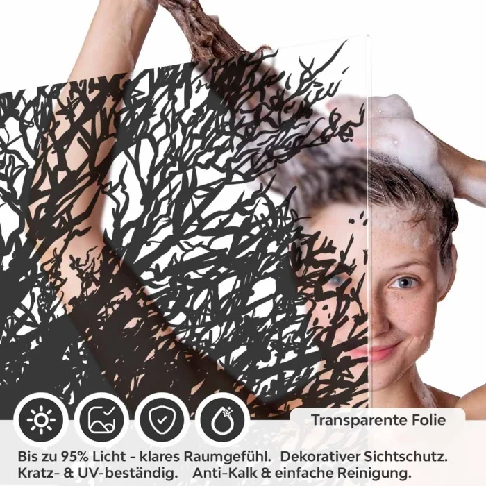 Sichtschutzfolie Dusche Baum Silhouette