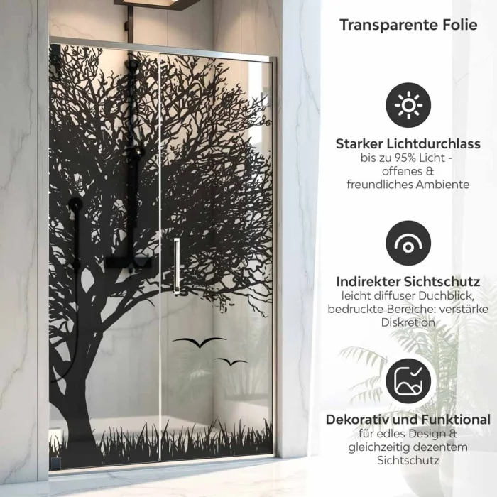 Sichtschutzfolie Dusche Baum Silhouette