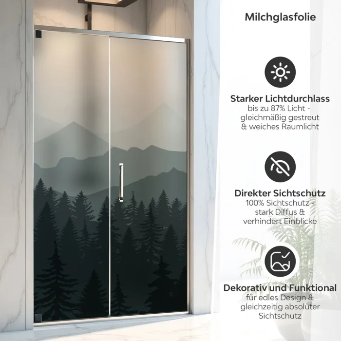 Sichtschutzfolie Dusche Sanfter Tannenwald