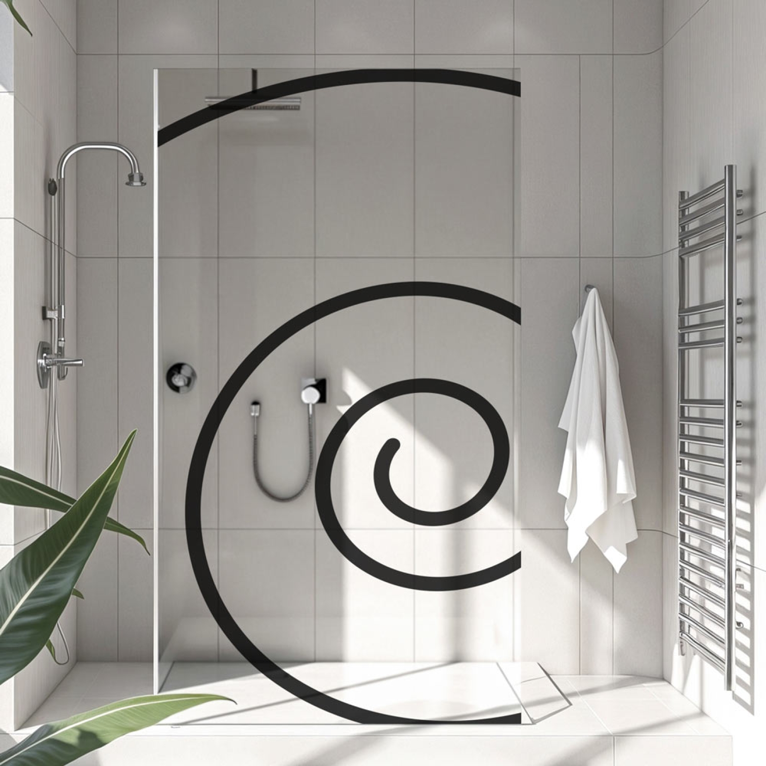 Sichtschutzfolie Dusche Zeitloses Spiralmotiv