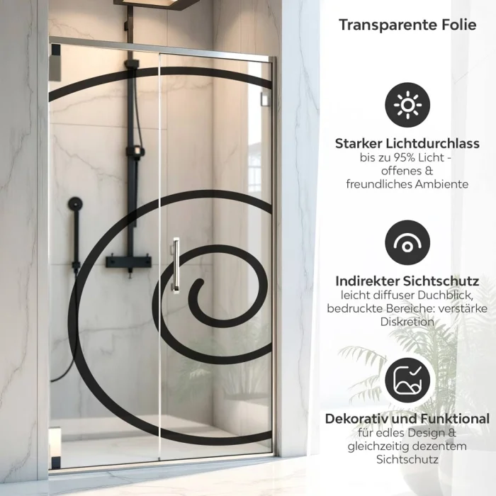 Sichtschutzfolie Dusche Zeitloses Spiralmotiv