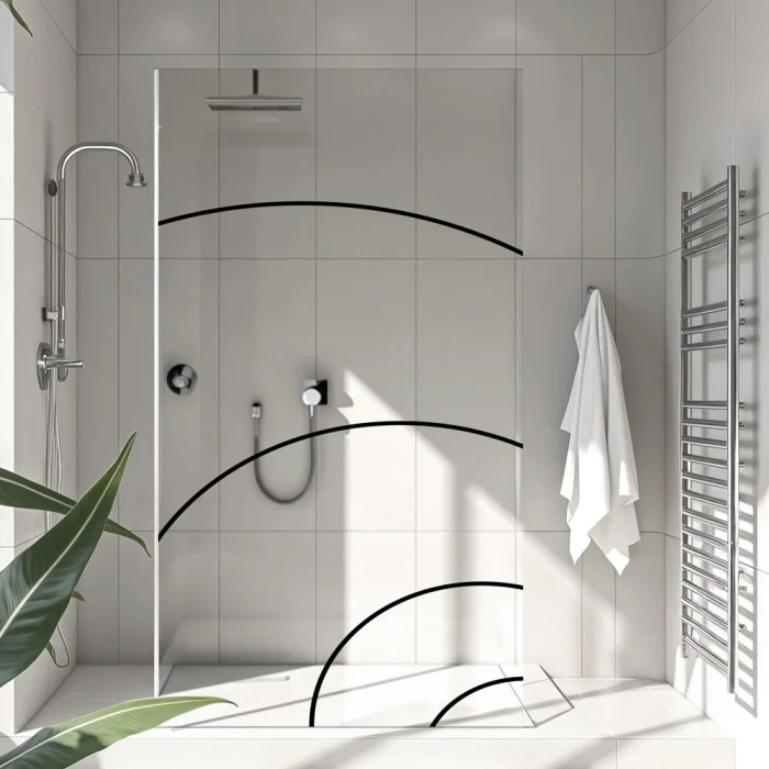 Sichtschutzfolie Dusche Geschwungenes Linienmotiv