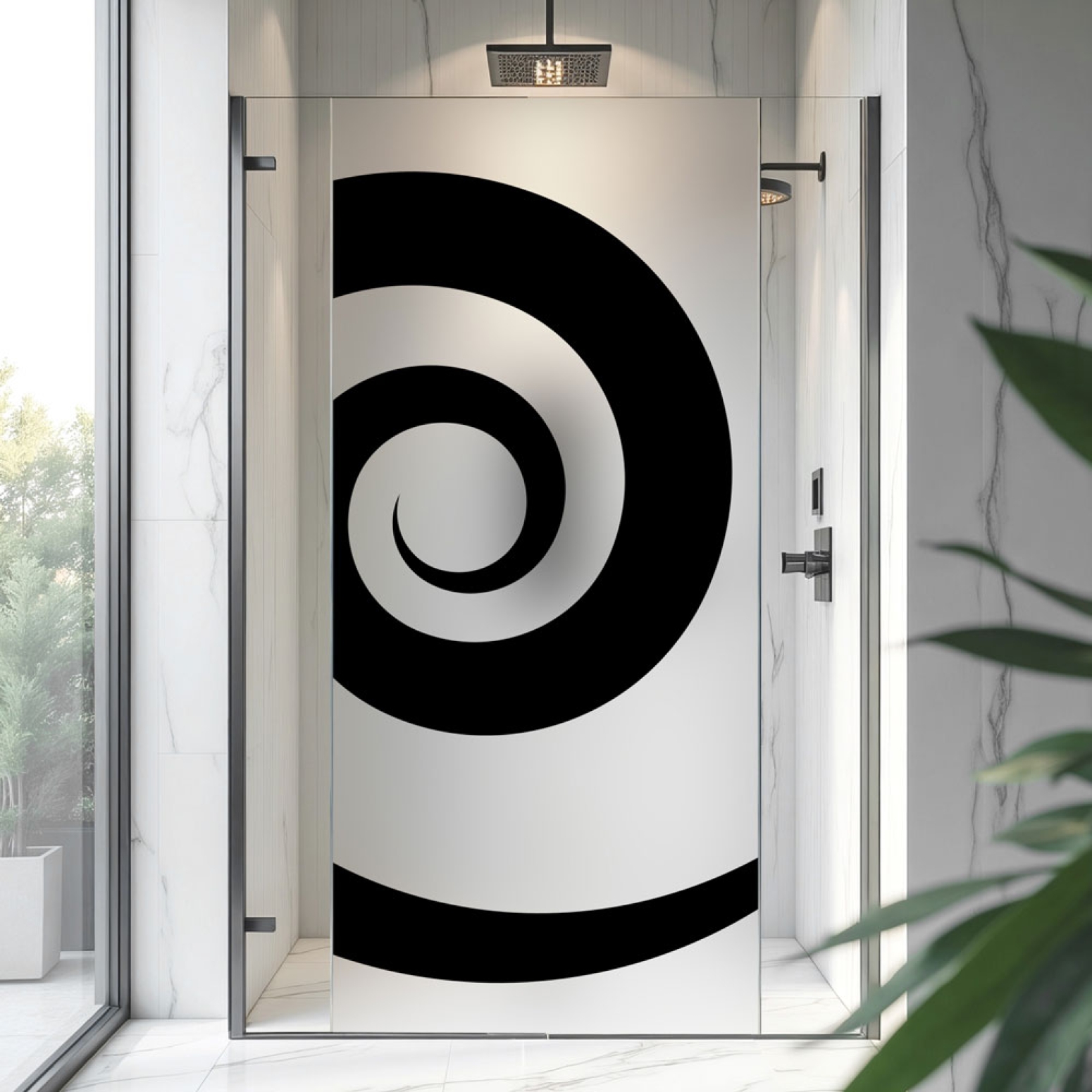 Sichtschutzfolie Dusche | Grafische Spirale