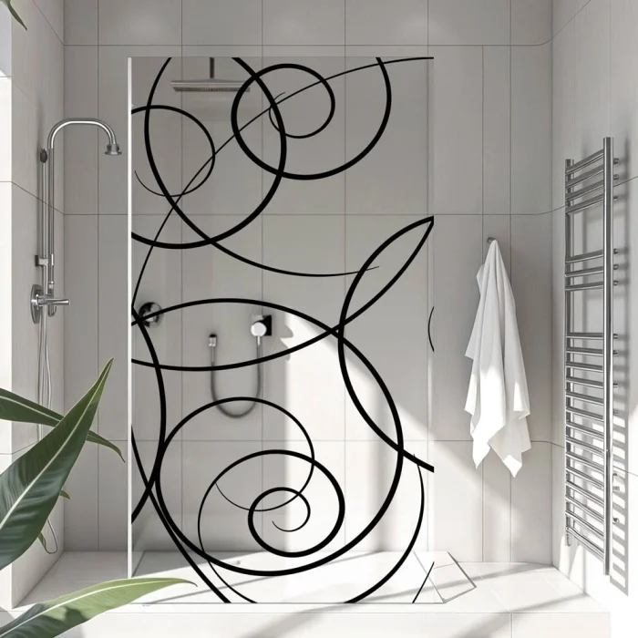Sichtschutzfolie Dusche | Zeitlose Spiralen & Kreise
