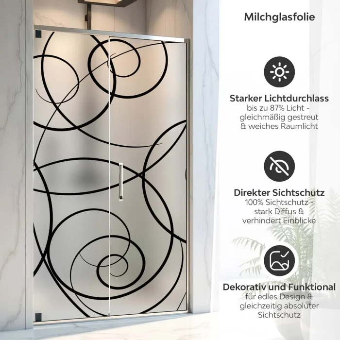Sichtschutzfolie Dusche | Zeitlose Spiralen & Kreise